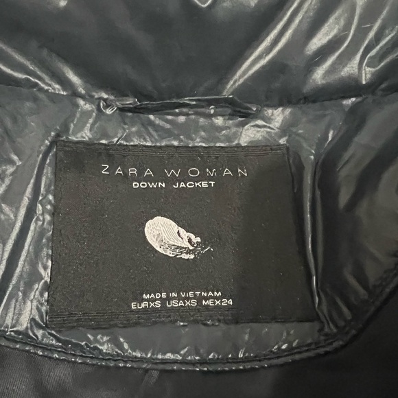 Zara Women's Duck Down Black Puffer Coat Jacket XS - Picture 7 of 14